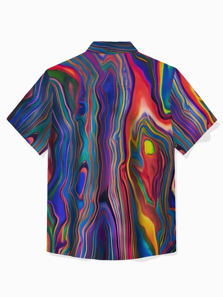 Camisa hawaiana con estampado texturizado abstracto retro Alohadaddy para hombre, camisa de camping con bolsillo de fácil cuidado