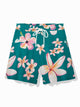 Alohadaddy Hawaiian Green Men's Beach Shorts Floral Print Stretch Plus Size Shorts