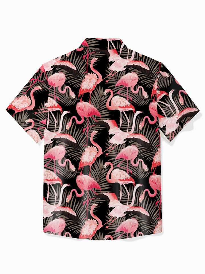 Chemise hawaïenne Alohadaddy à imprimé flamant rose pour homme avec poche boutonnée
