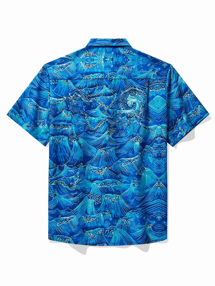 Chemise hawaïenne vintage japonaise bleue Alohadaddy pour homme, extensible, facile d&