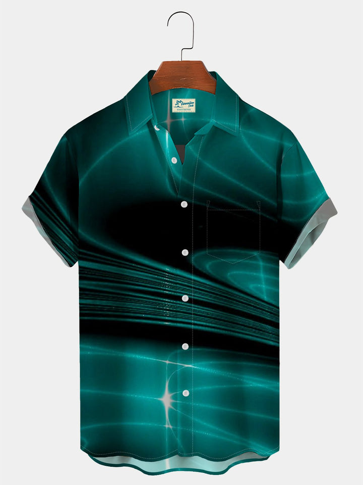 Camisa de talla grande con estampado gradual de arte tecnológico rojo de Alohadaddy