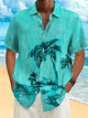 Camisa con bolsillos abotonados para hombre con diseño de árbol de coco verde helado hawaiano de Alohadaddy