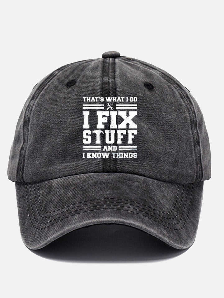 Gorra con letras "I Fix Stuff" para hombre, estilo vintage lavado, años 50, de Alohadaddy