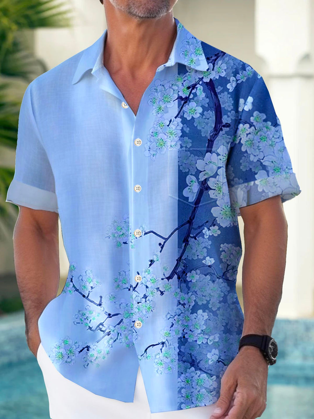 Alohadaddy Hawaiian Floral Plum Blossom Cherry Blossom Men&