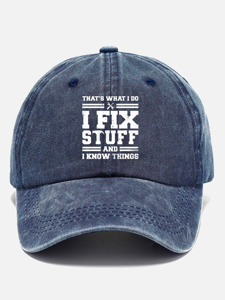 Gorra con letras "I Fix Stuff" para hombre, estilo vintage lavado, años 50, de Alohadaddy
