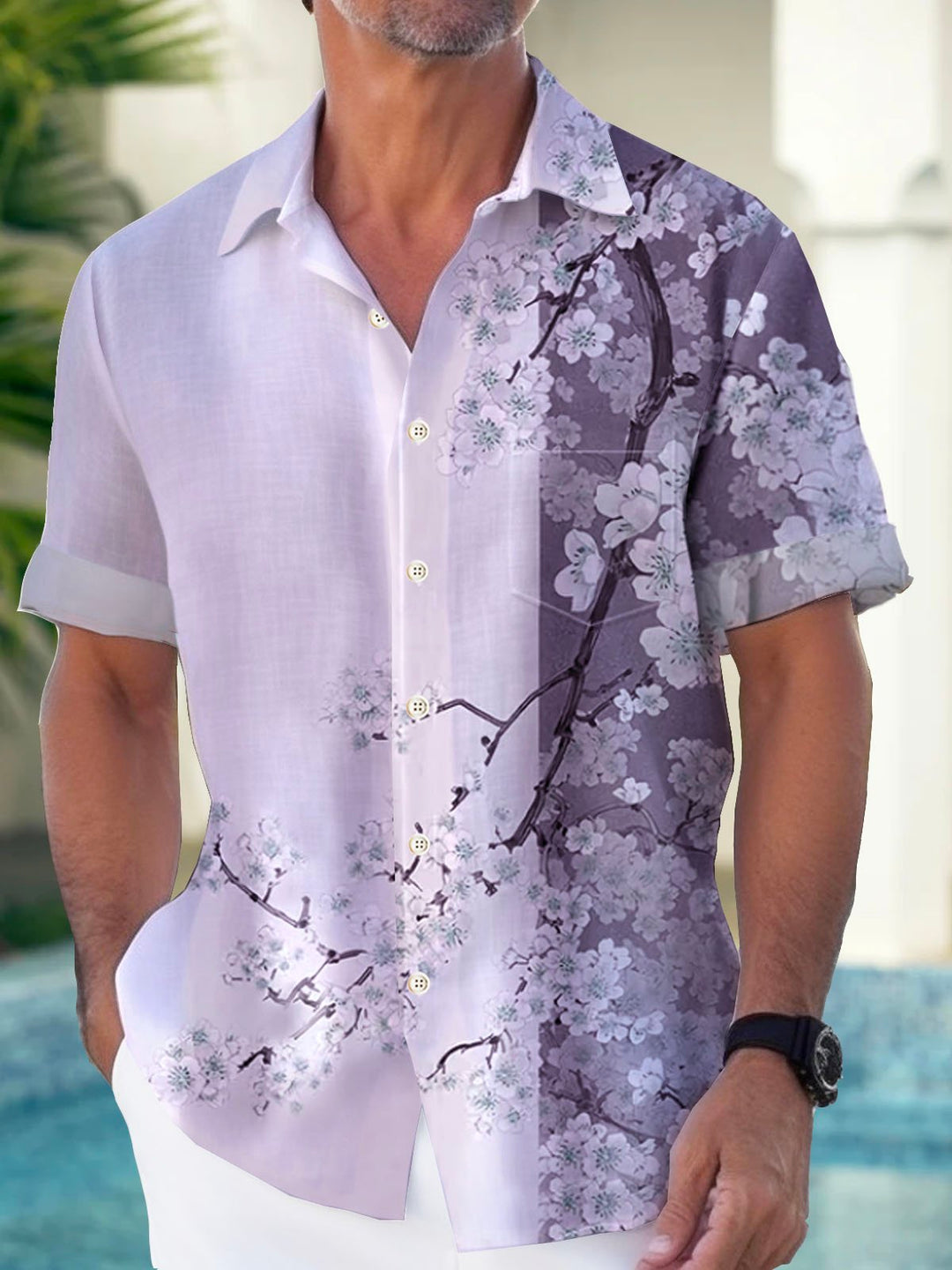 Alohadaddy Hawaiian Floral Plum Blossom Cherry Blossom Men&