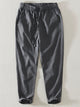 Alohadaddy Linen Casual Plain Basic Men's Elastic Pants
