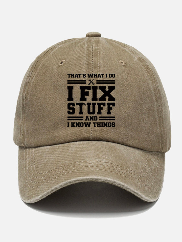Gorra con letras "I Fix Stuff" para hombre, estilo vintage lavado, años 50, de Alohadaddy