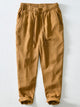 Alohadaddy Linen Casual Plain Basic Men's Elastic Pants