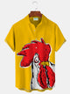 Alohadaddy Rooster Print Beach Men's Hawaiian Oversized Shirt With Pocket