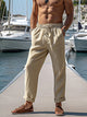 Pantalones de lino y algodón con cintura elástica para hombre, estilo casual, para exteriores y vacaciones, de Alohadaddy