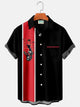 Alohadaddy Vintage Devil Biker Print Pocket Bowling Shirt