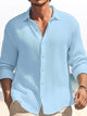 Men's Plus Size Solid Color Long Sleeve Shirt Lapel Shirt Top