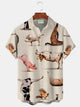 Camisa hawaiana de gran tamaño con bolsillo para hombre, con estampado divertido de animales, gallo, cerdo y playa de Alohadaddy