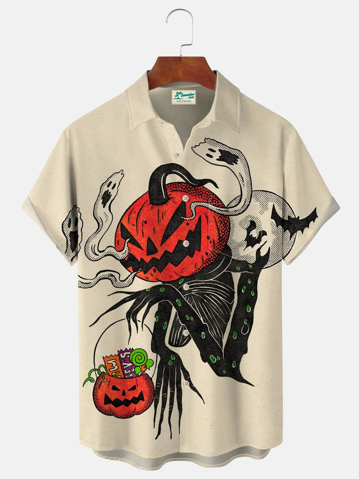 Alohadaddy Halloween Pumpkin Print Beach Men&