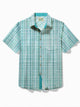Alohadaddy Beach Holiday Green Men's Casual Shirt Textured Pocket Camp Shirt Big Tall