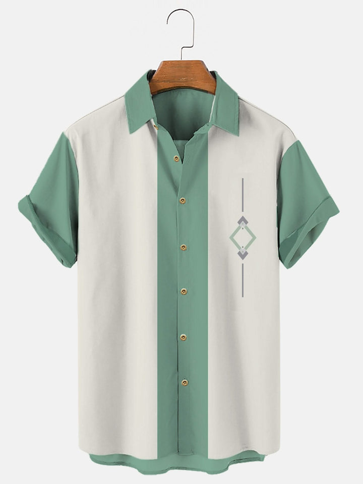 Men‘s Retro Camp Cotton-Blend 50S Vintage Bowling Shirts