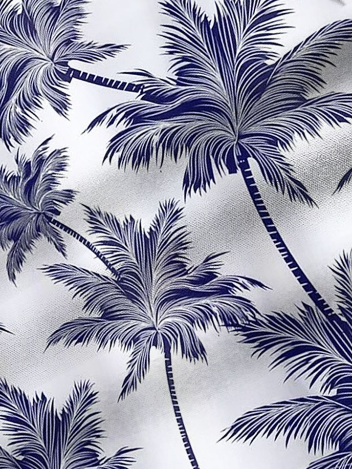 Camisa hawaiana corta con estampado de palmeras al azar de Alohadaddy para hombre, camisa transpirable de talla grande