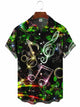 Men's Abstract Music Note Printing Casual Short Sleeve Shirt