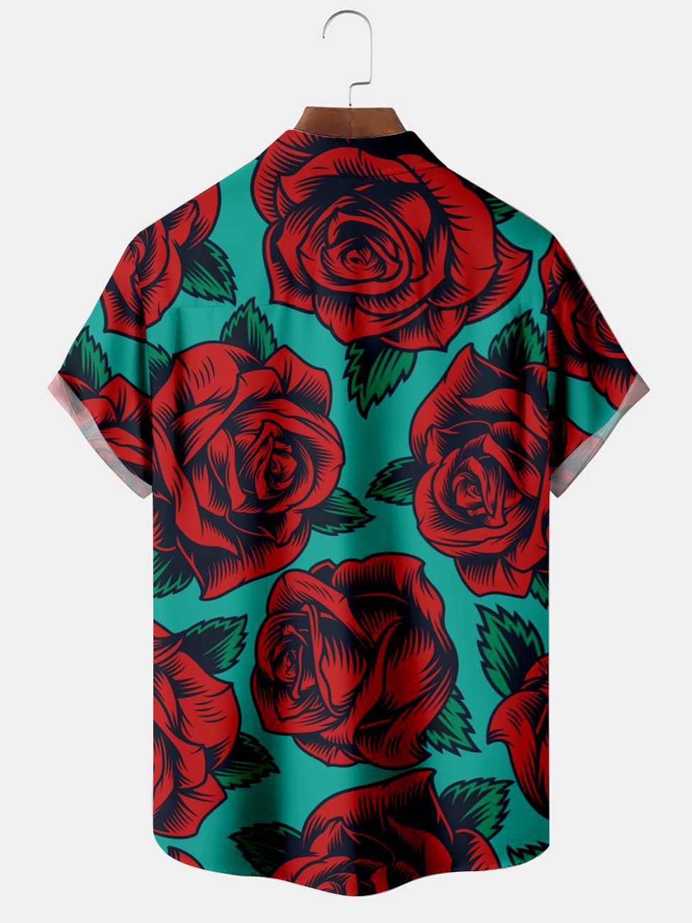 Chemise décontractée à manches courtes avec motif de roses pour la Saint-Valentin