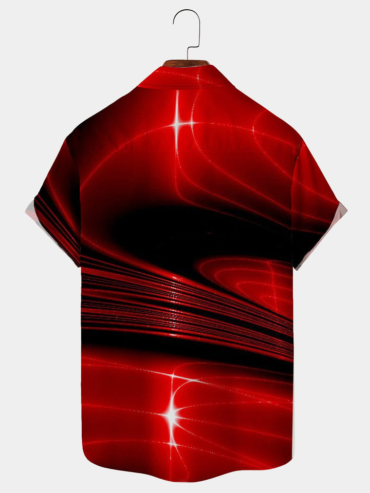 Camisa de talla grande con estampado gradual de arte tecnológico rojo de Alohadaddy