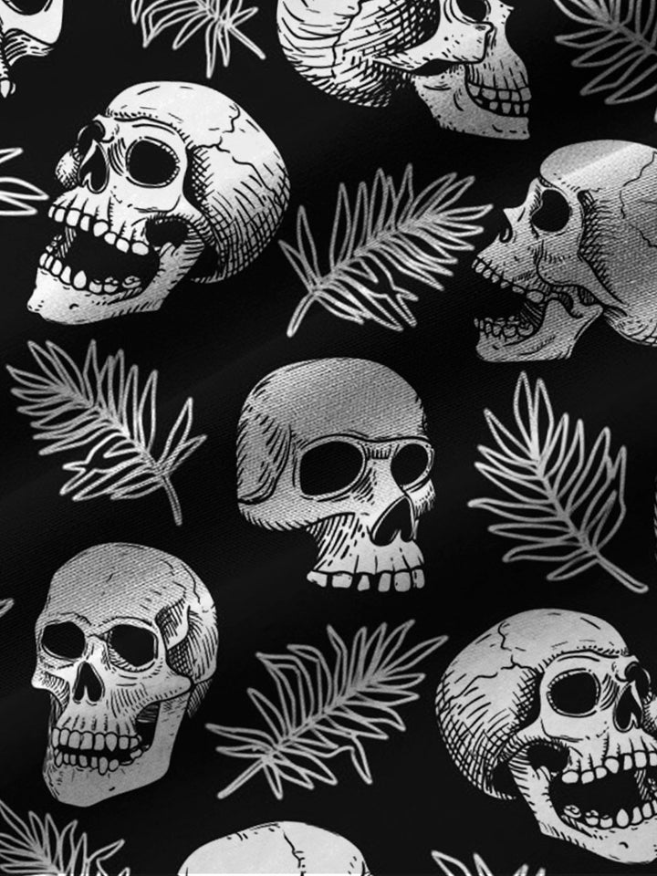 Alohadaddy Beach Vacation Skull Palm Leaf Men&