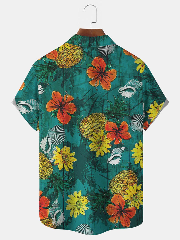 Alohadaddy Beach Vacation Hibiscus Flower Pineapple Coconut Tree Silhouettes Men&