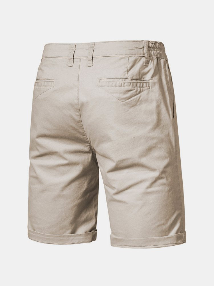 Cotton Casual Shorts Straight Cropped Pants Plus Size Solid Color Basics