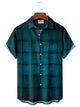 Alohadaddy Vintage Plaid Textured Print Men's Button Pocket Shirt