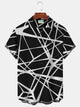 Alohadaddy Vintage Rock Geometric Print Men's Button Pocket Short Sleeve Shirt