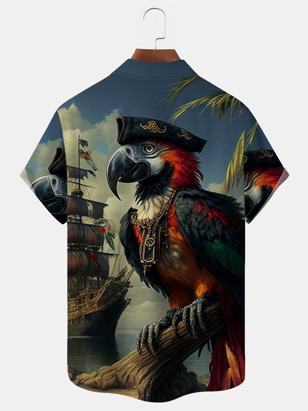 Camisa hawaiana con estampado de piratas y loros para hombre de Alohadaddy, camisa de camping elástica con bolsillo hawaiano y dibujos animados