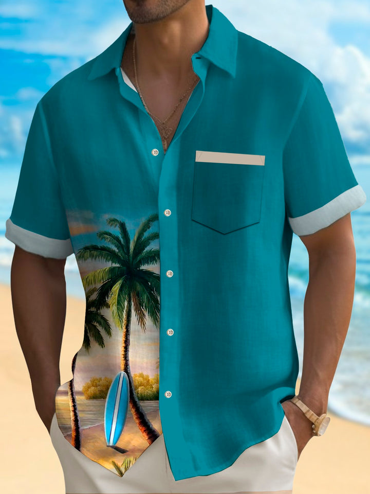 Alohadaddy Hawaii Coconut Tree Contrast Print Men&