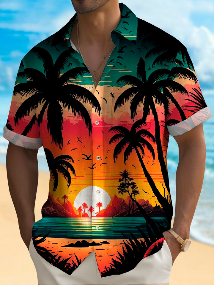 Alohadaddy Hawaii Coconut Tree Sunset Landscape Print Men&