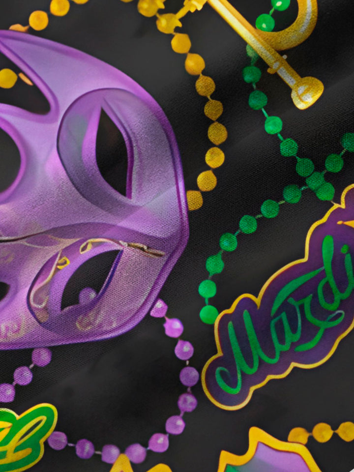 Alohadaddy Mardi Gras Mardi Gras Mask Bead Print Aloha Hawaii Men&