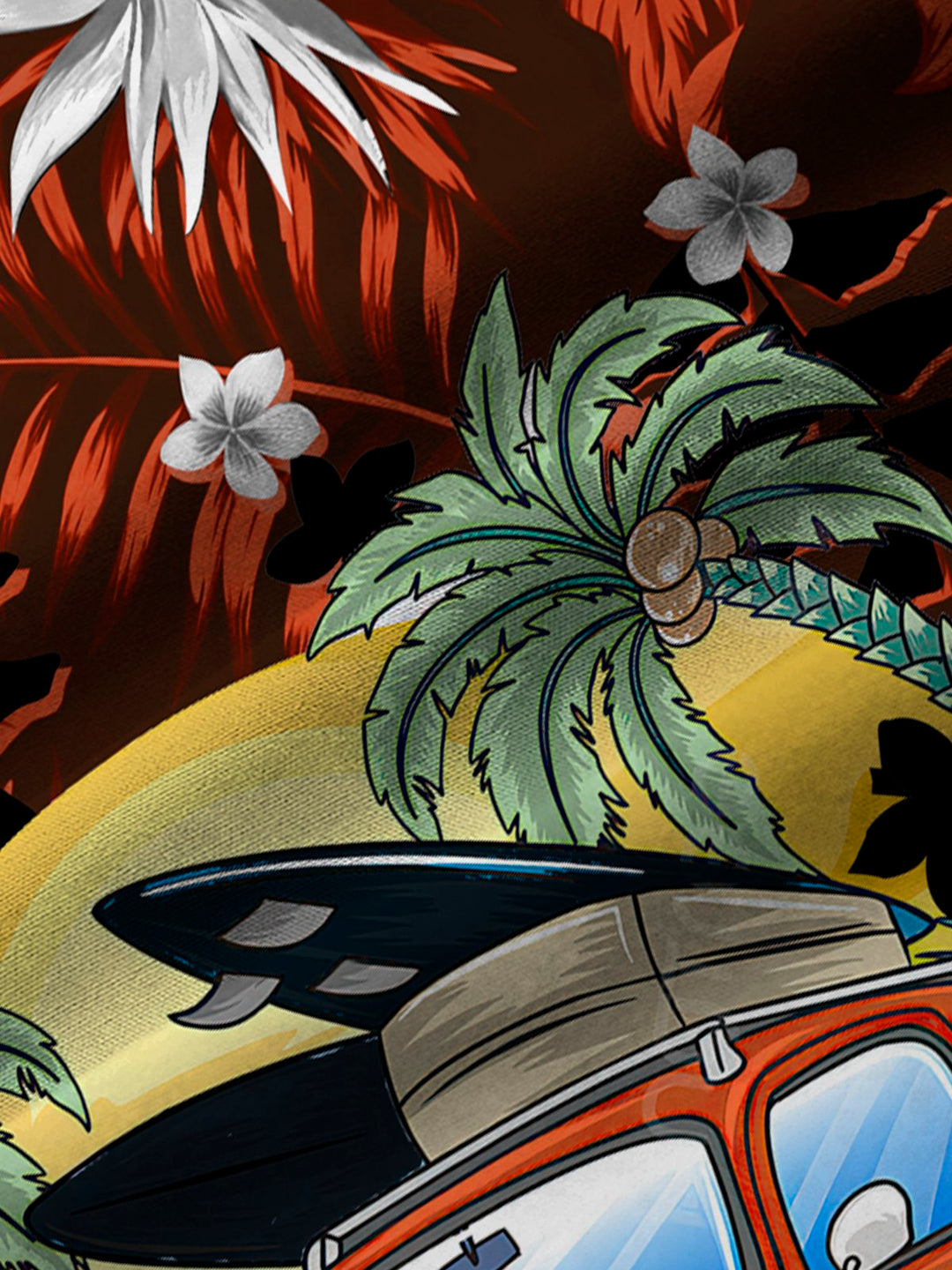Alohadaddy Coconut Rugby Retro Car Print Men&