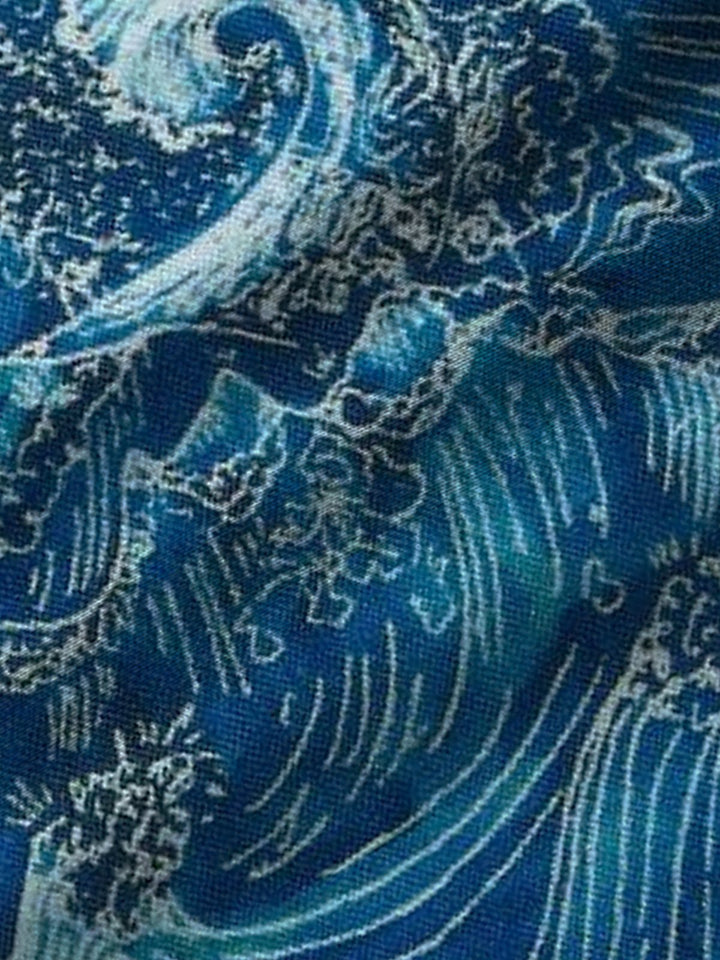 Camisa de manga larga para hombre de estilo japonés Ukiyoe Wave de Alohadaddy, vintage, elástica, de fácil cuidado, con bolsillo, para campamento, talla grande