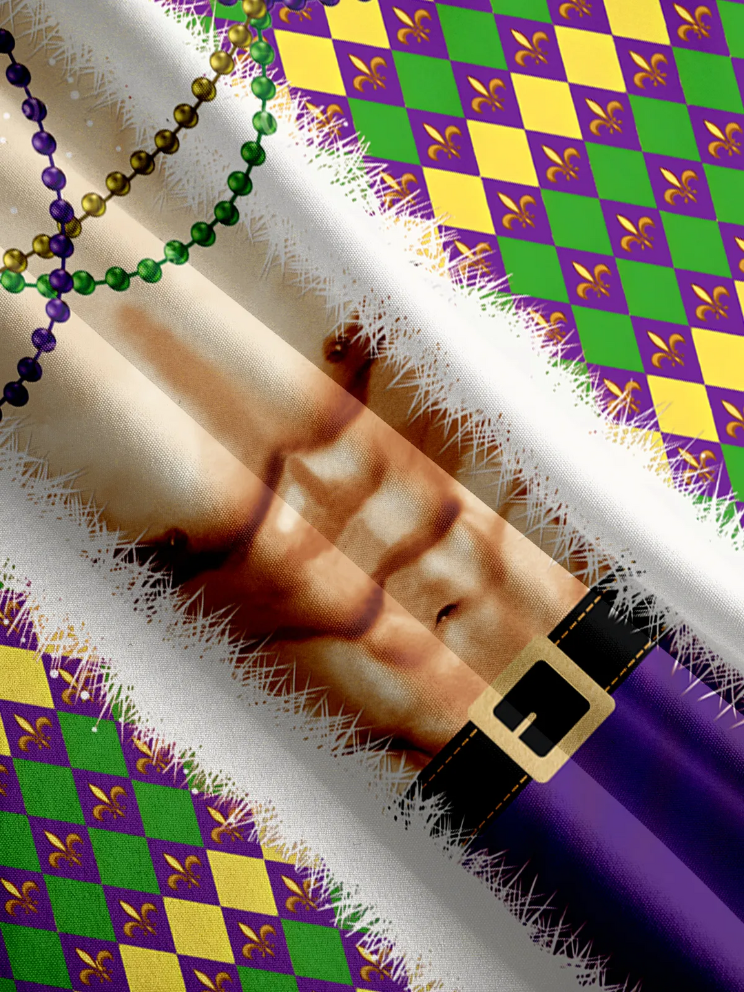 Camisa de manga corta con bolsillo abotonado para hombre con estampado Mardi Gras de Alohadaddy