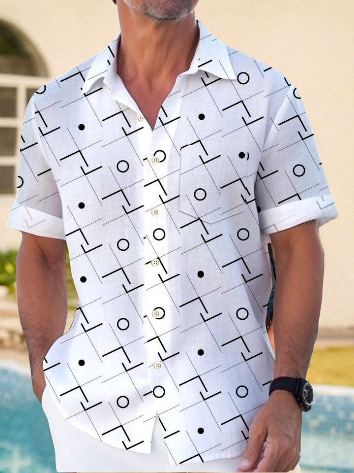 Camisa elástica con botones de talla grande con diseño geométrico hawaiano para hombre de Alohadaddy Art