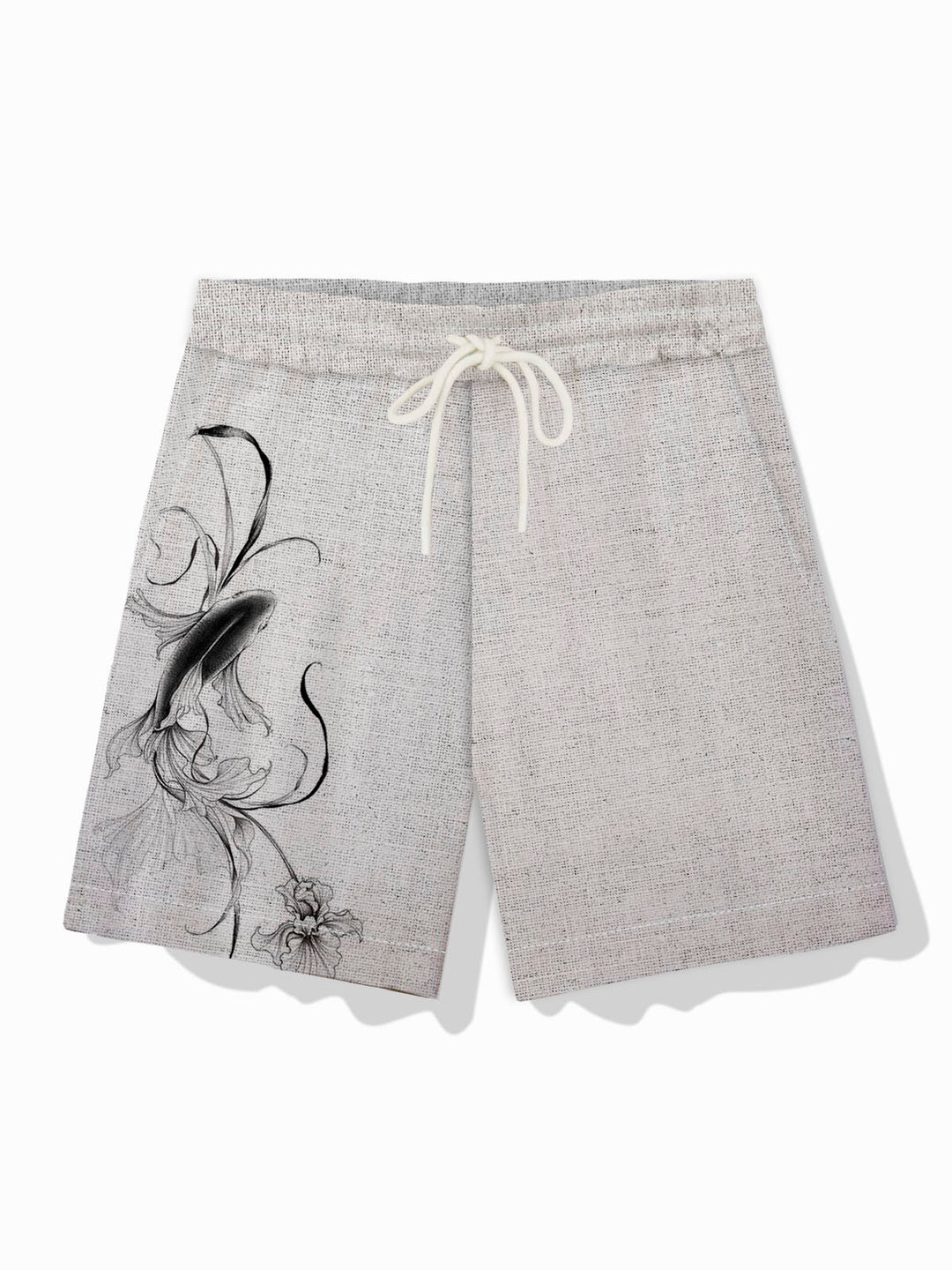 Pantalones cortos de playa informales para hombre con estampado de carpas japonesas de algodón y lino Alohadaddy
