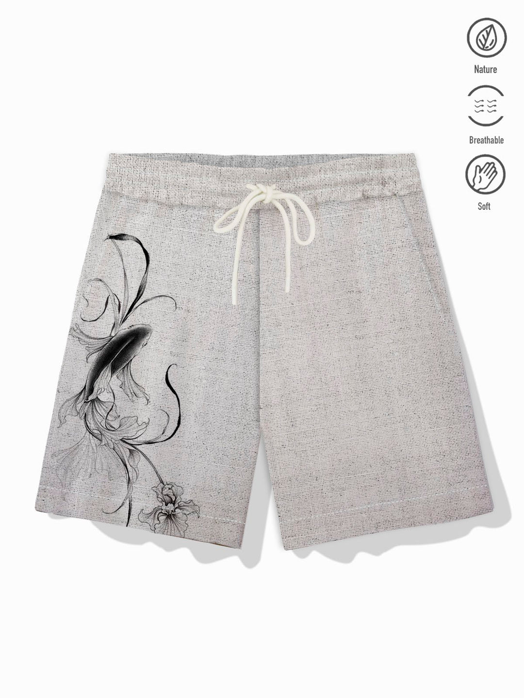 Pantalones cortos de playa informales para hombre con estampado de carpas japonesas de algodón y lino Alohadaddy