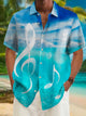 Alohadaddy Hawaiian Gradient Moire Musical Note Men's Button Pocket Shirt