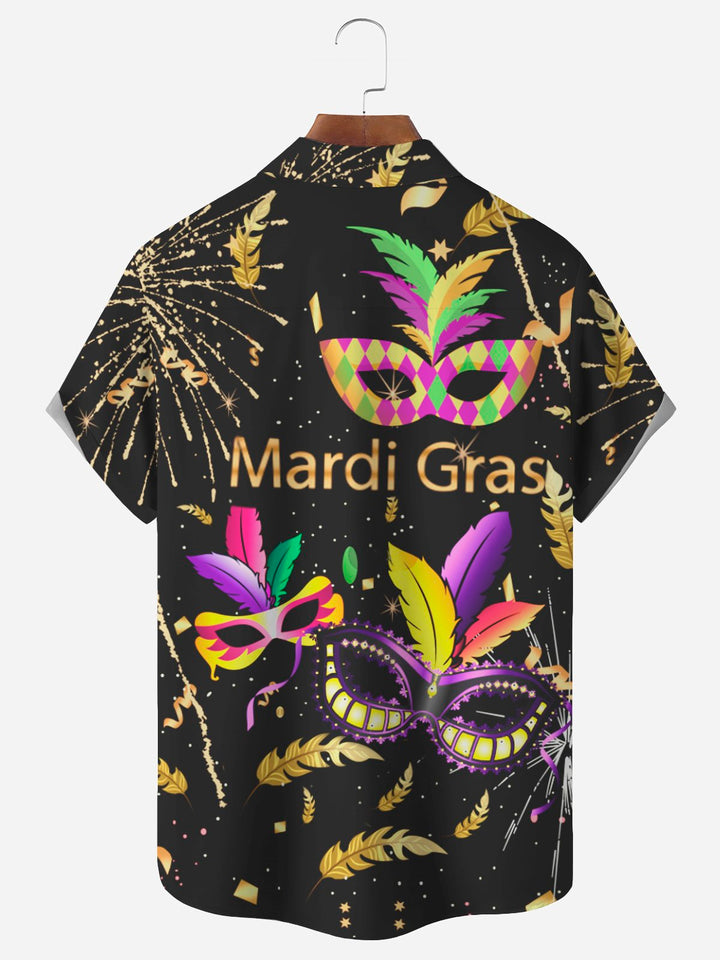 Alohadaddy Mardi Gras Mardi Gras Mask Bead Print Aloha Hawaii Men&