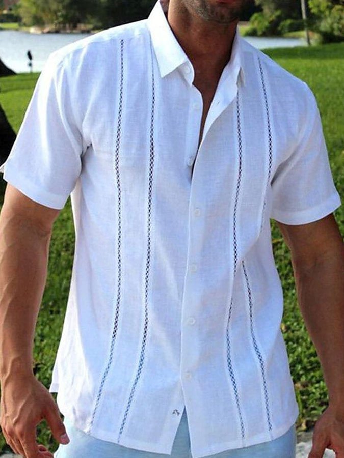 Alohadaddy Cotton-Linen Casual Shirts Natural Breathable Summer Lightweight Hawaiian Shirts