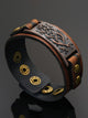Punk Simple Geometric Square Wide Leather Bracelet for Men