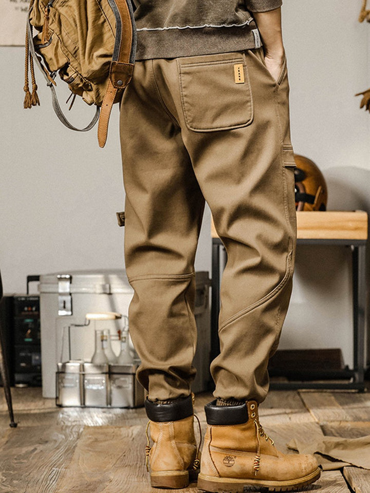 Pantalones cargo holgados, rectos, informales, con banda en el tobillo para hombre
