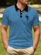 Alohadaddy Coconut Tree Contrast Men's Golf Polo Shirt