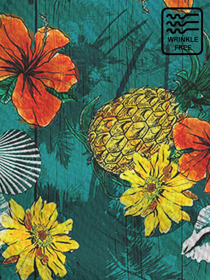Alohadaddy Beach Vacation Hibiscus Flower Pineapple Coconut Tree Silhouettes Men&