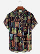 Alohadaddy Music Notes Chest Pocket Short Sleeve Casual Shirt