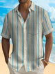 Alohadaddy Vintage Men's Striped Shirt Artistic Wrinkle Free Seersucker Aloha Camp Pocket Shirts