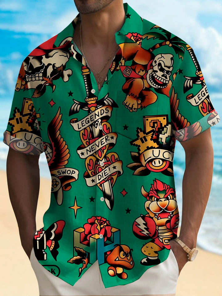 Alohadaddy Vintage Cartoon Game Green Men&